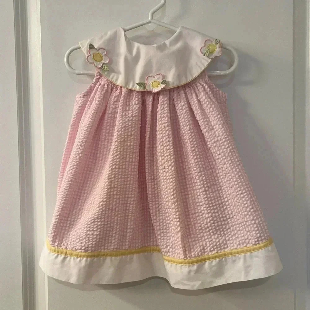 Vintage B.T Kids Gingham Dress Pink And White Size 24 Months